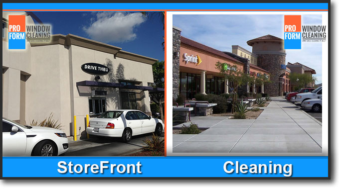shopping center maintenance - window cleaning, pressure washing, Orange County, CA